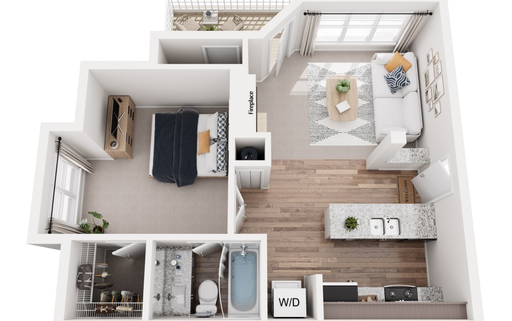 A1 - 1 bedroom floorplan layout with 1 bathroom and 560 square feet